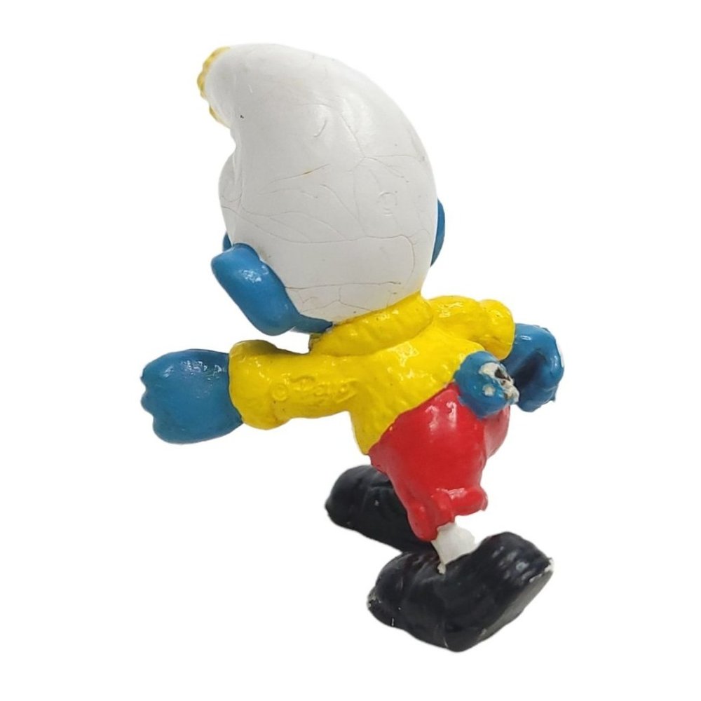 Vintage 1978 Peyo Schleich Skiing Smurf Figure PVC Hong Kong MISSING POLES SKIS - Picture 6 of 10